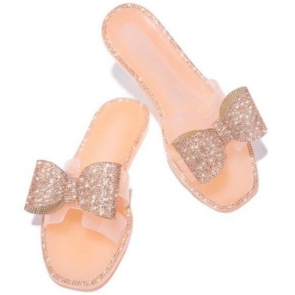 Jelly Bow Sandals in Nude/Rose Gold - Picture 2 of 8